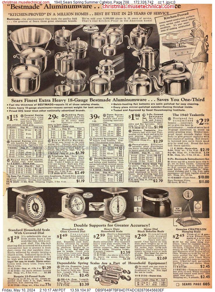 1940 Sears Spring Summer Catalog, Page 708