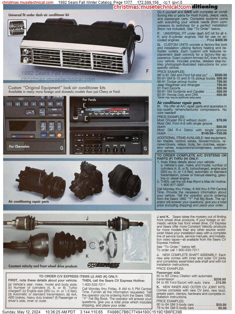 1992 Sears Fall Winter Catalog, Page 1377