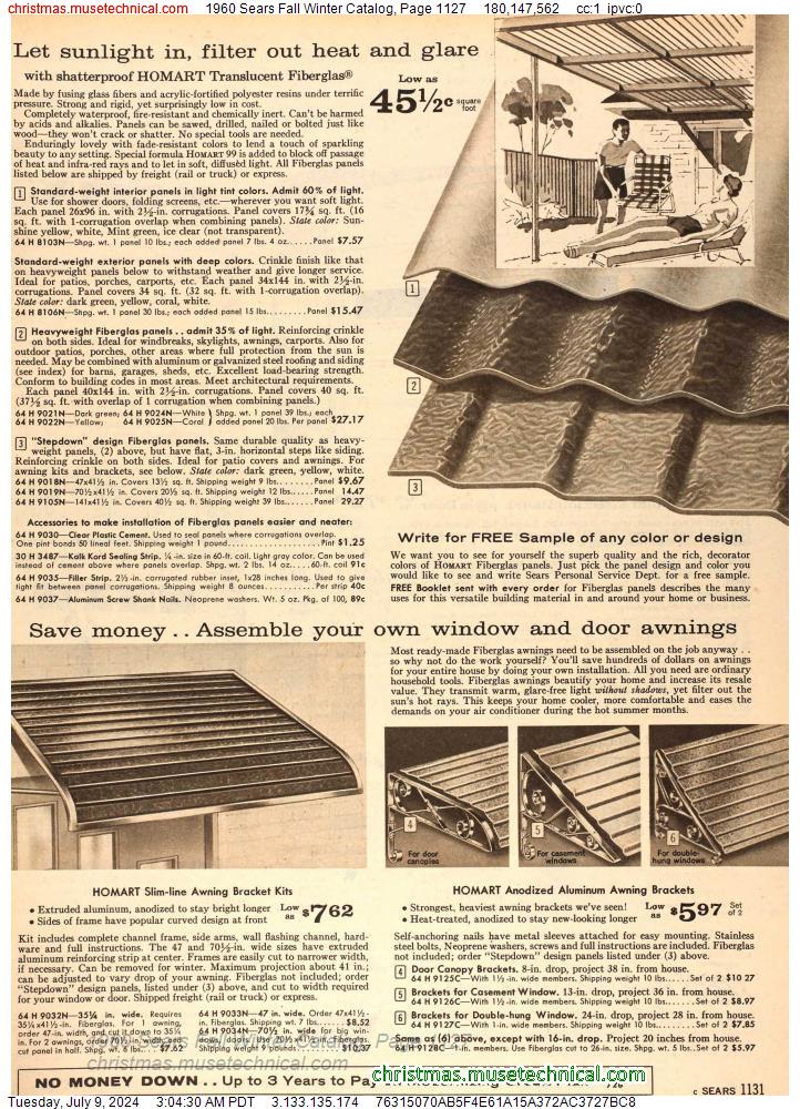 1960 Sears Fall Winter Catalog, Page 1127