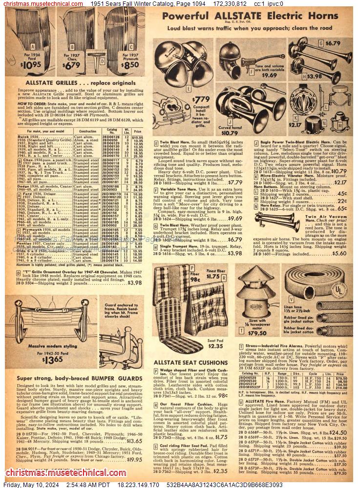 1951 Sears Fall Winter Catalog, Page 1094