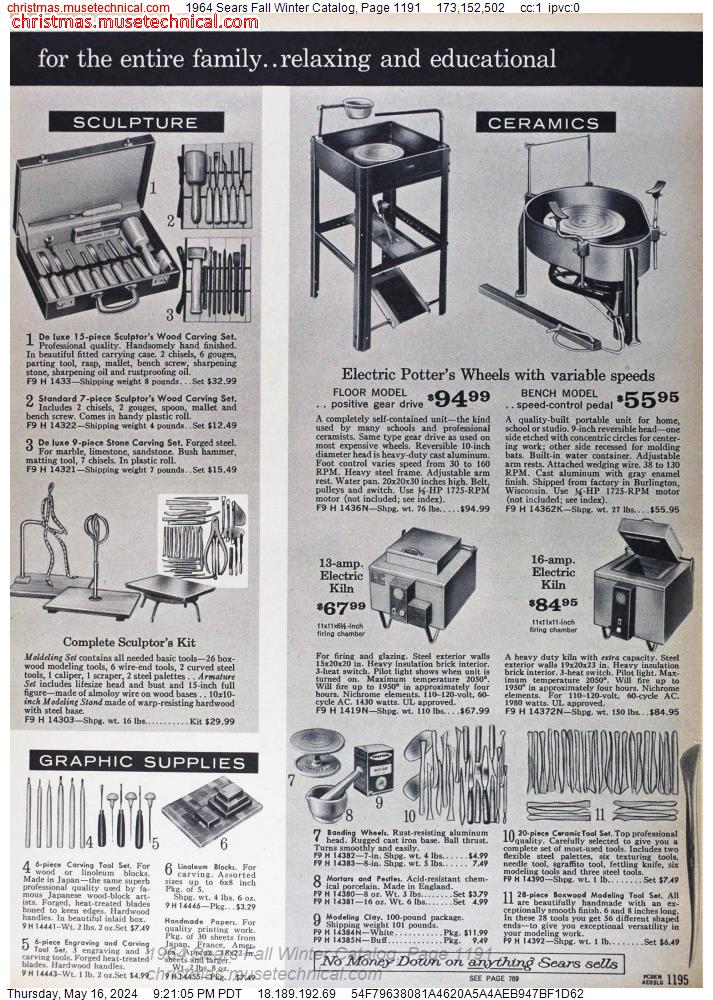 1964 Sears Fall Winter Catalog, Page 1191