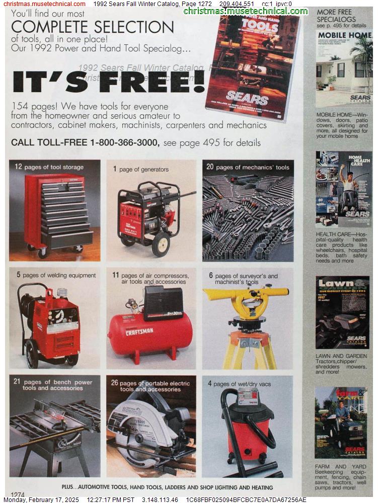 1992 Sears Fall Winter Catalog, Page 1272