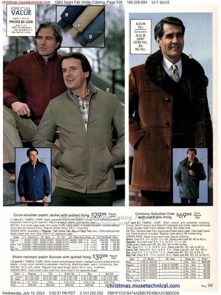 1983 Sears Fall Winter Catalog, Page 339