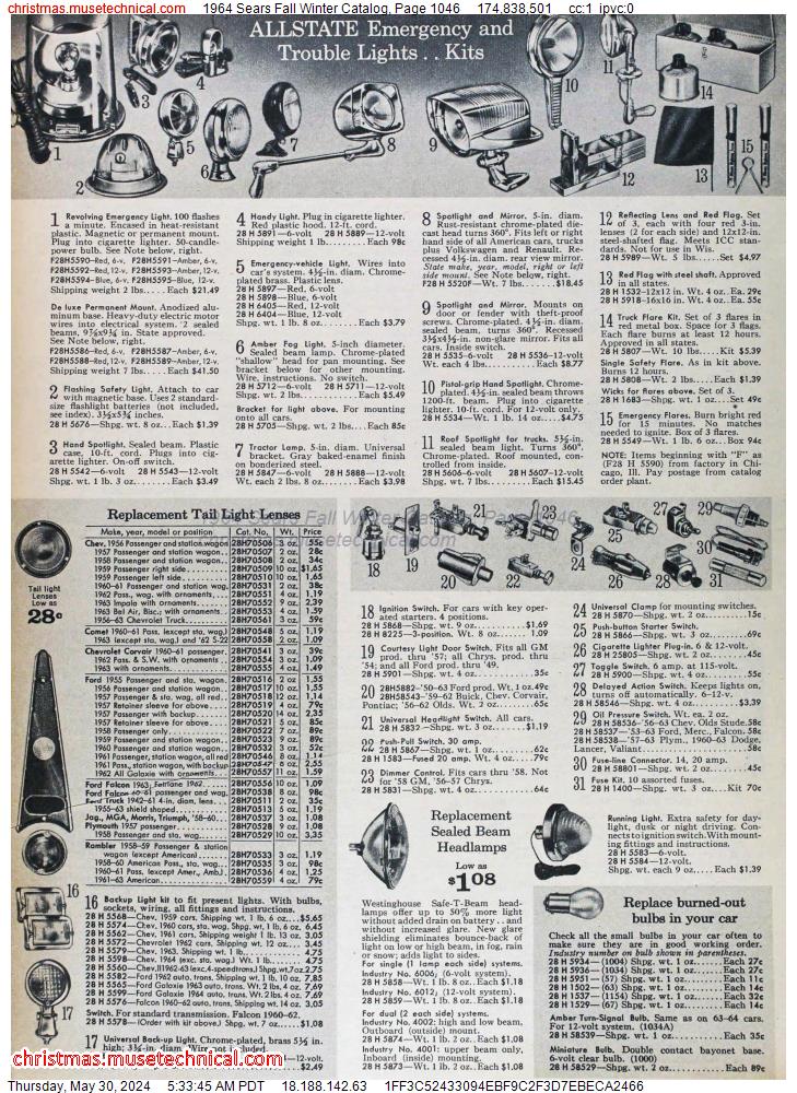 1964 Sears Fall Winter Catalog, Page 1046