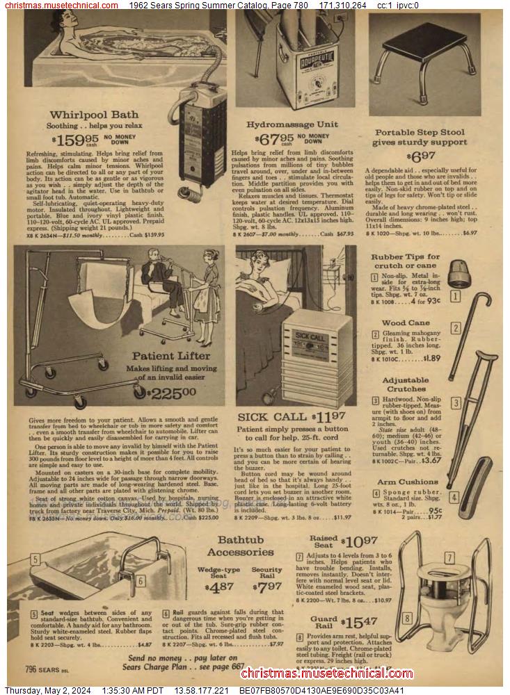 1962 Sears Spring Summer Catalog, Page 780