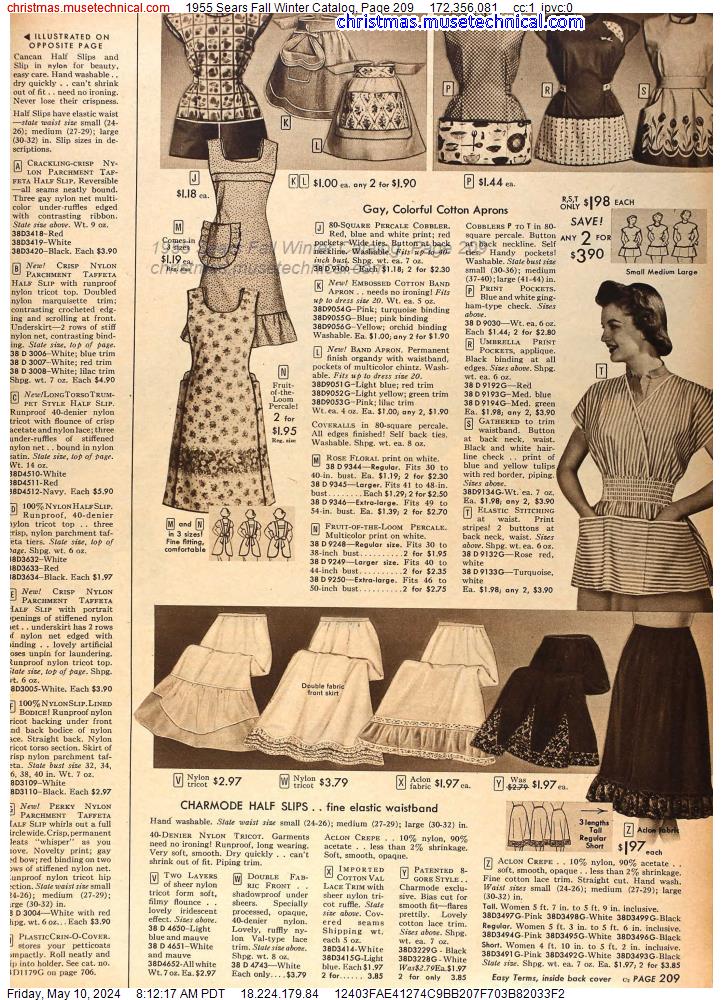 1955 Sears Fall Winter Catalog, Page 209