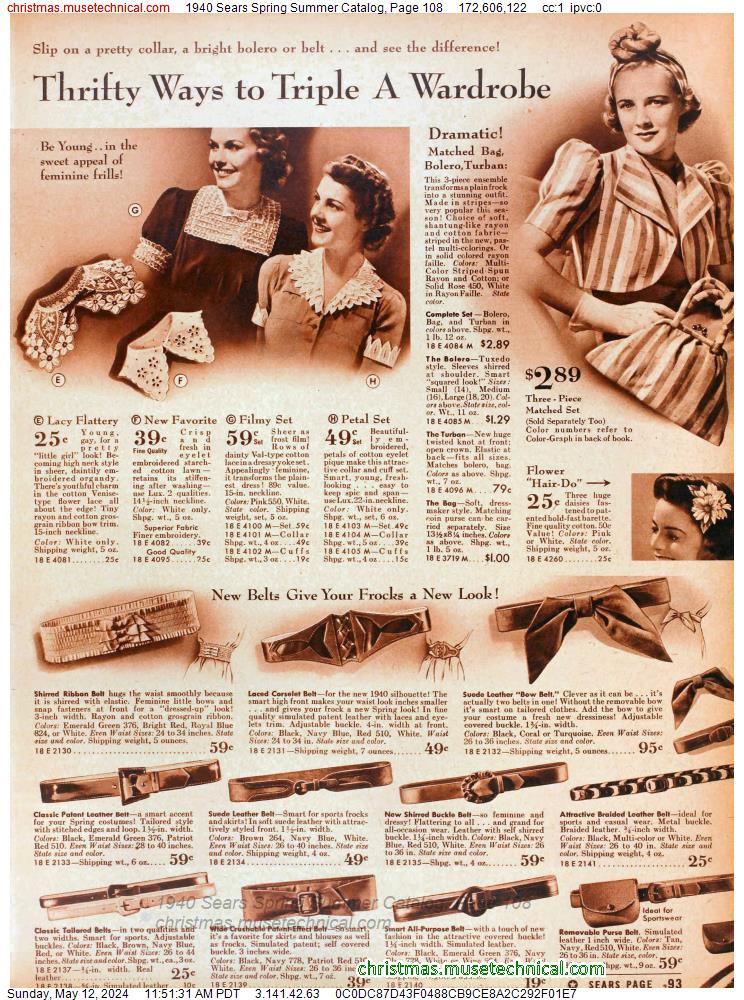 1940 Sears Spring Summer Catalog, Page 108