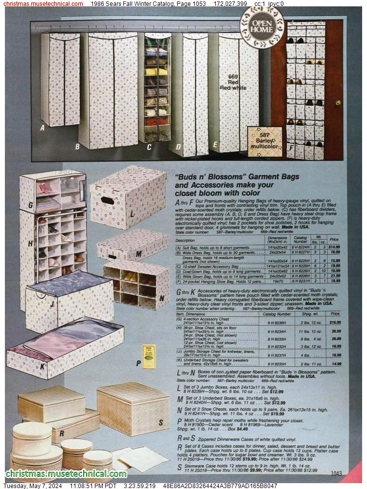 1986 Sears Fall Winter Catalog, Page 1053