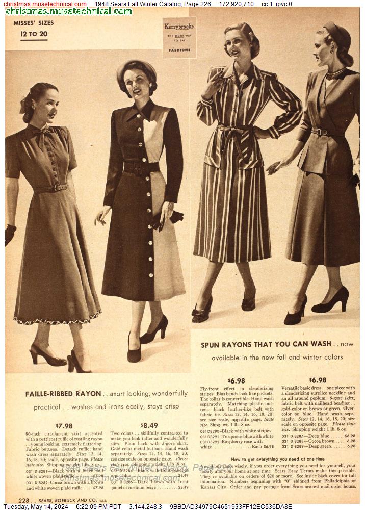 1948 Sears Fall Winter Catalog, Page 226