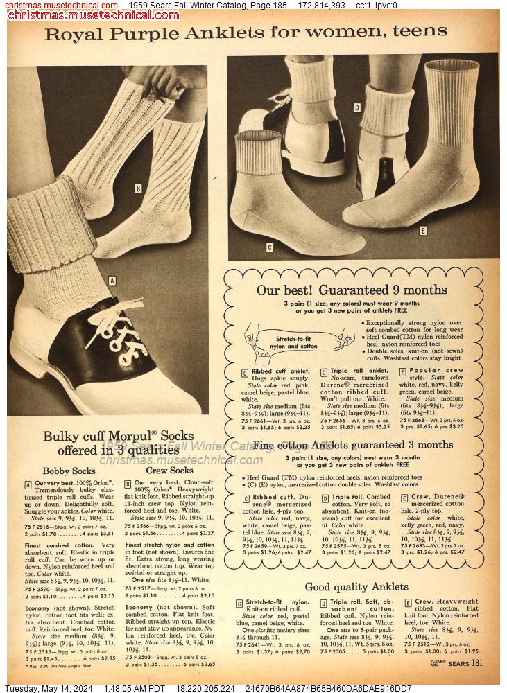 1959 Sears Fall Winter Catalog, Page 185