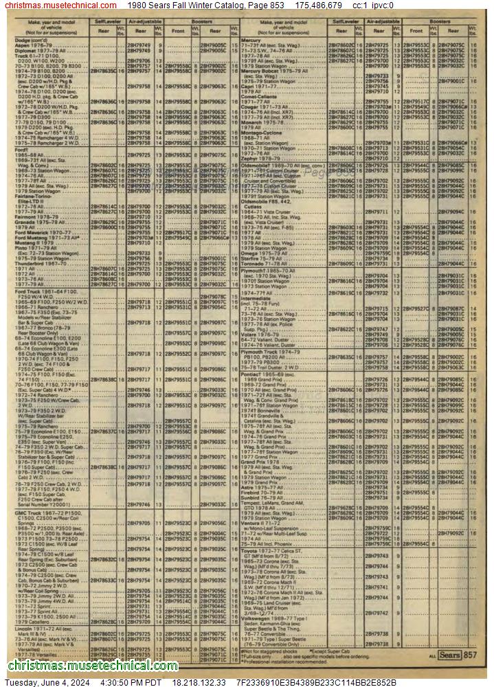 1980 Sears Fall Winter Catalog, Page 853