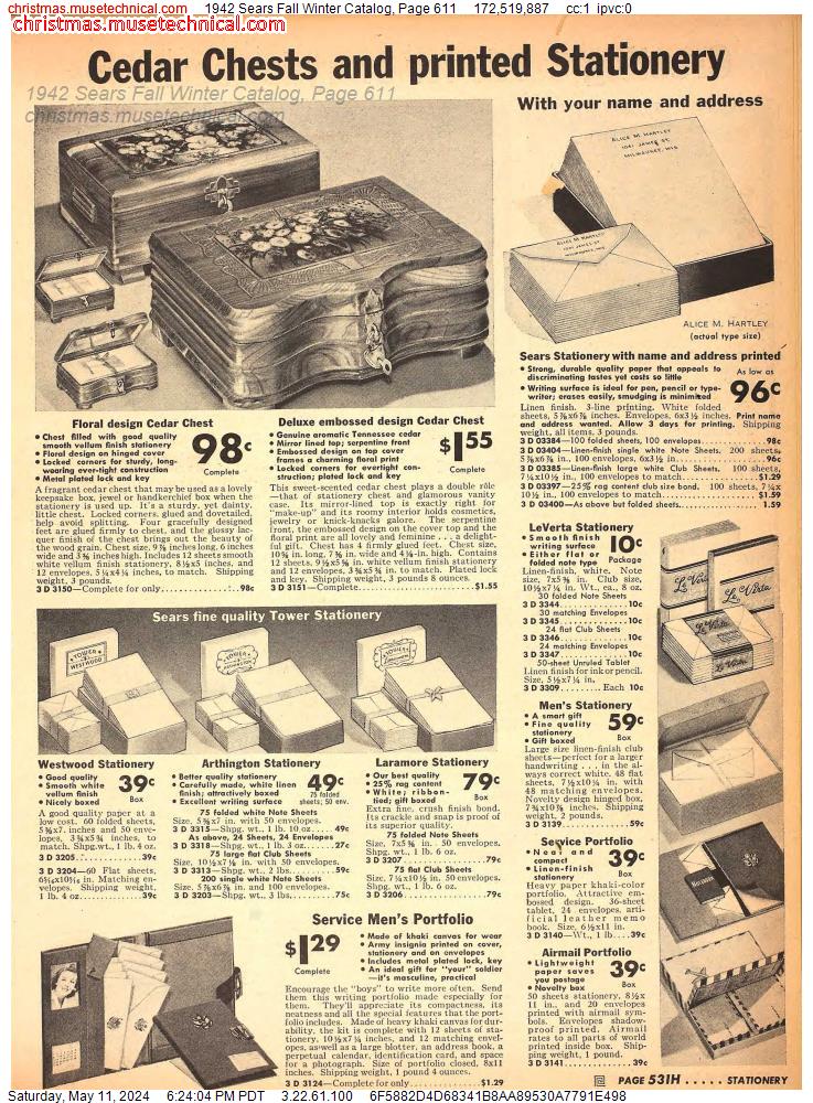 1942 Sears Fall Winter Catalog, Page 611