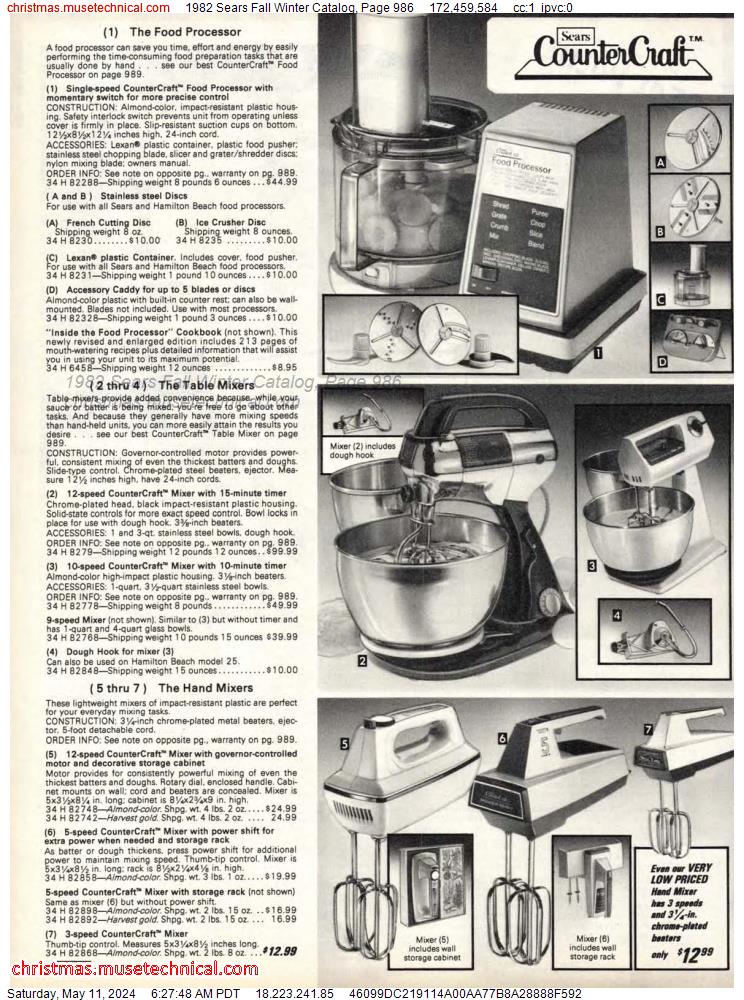 1982 Sears Fall Winter Catalog, Page 986