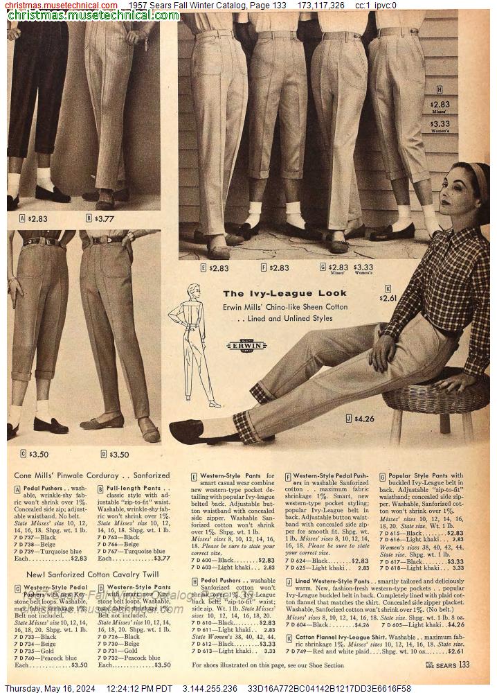 1957 Sears Fall Winter Catalog, Page 133