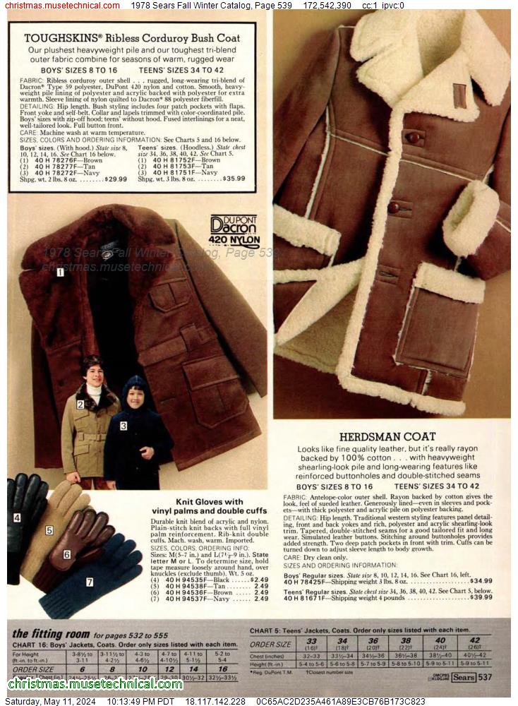1978 Sears Fall Winter Catalog, Page 539
