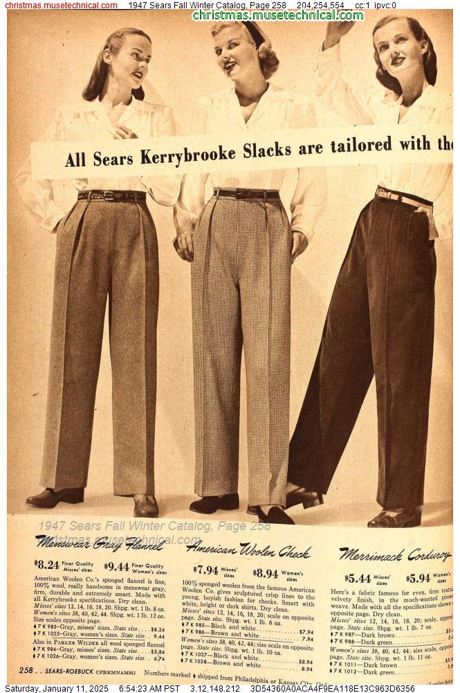 1947 Sears Fall Winter Catalog, Page 258