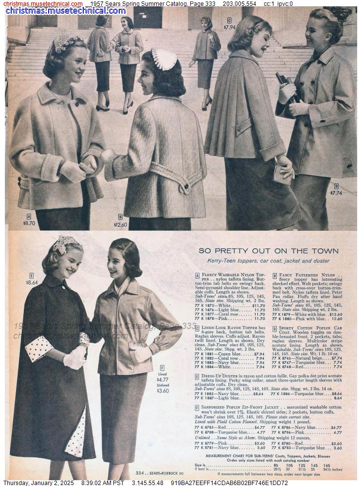 1957 Sears Spring Summer Catalog, Page 333