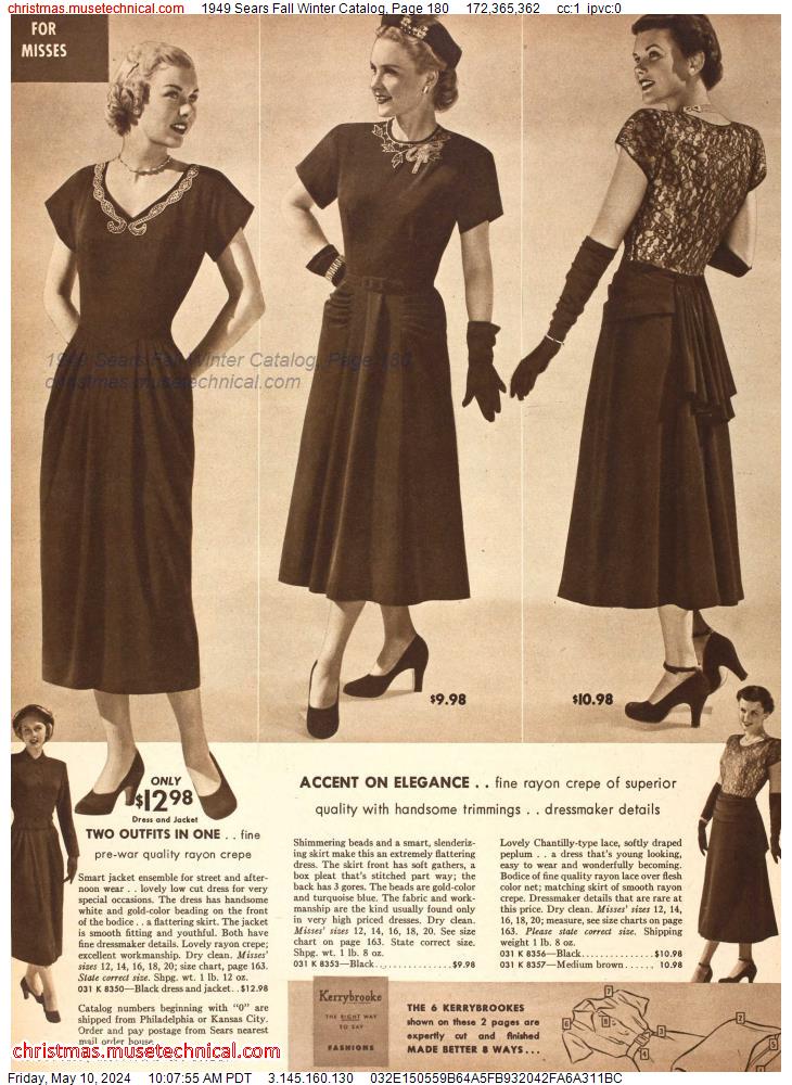 1949 Sears Fall Winter Catalog, Page 180