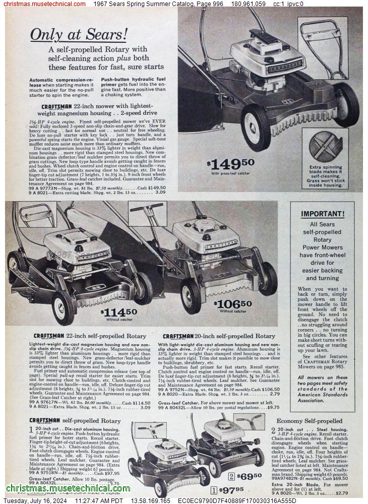 1967 Sears Spring Summer Catalog, Page 996