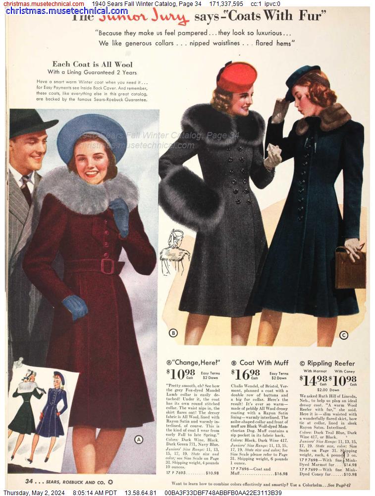 1940 Sears Fall Winter Catalog, Page 34