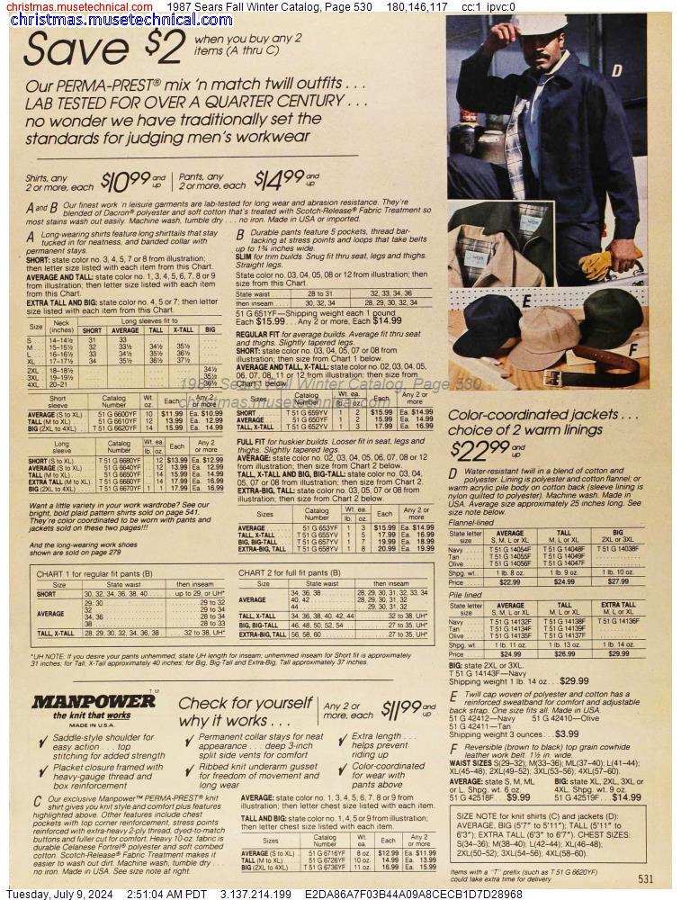 1987 Sears Fall Winter Catalog, Page 530