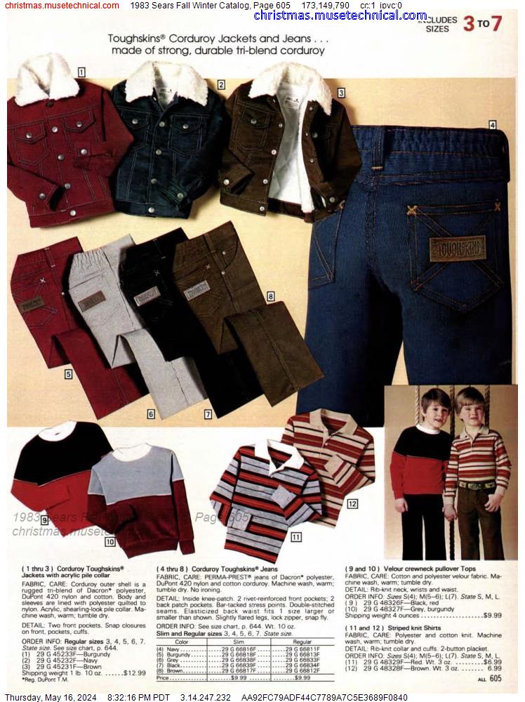 1983 Sears Fall Winter Catalog, Page 605