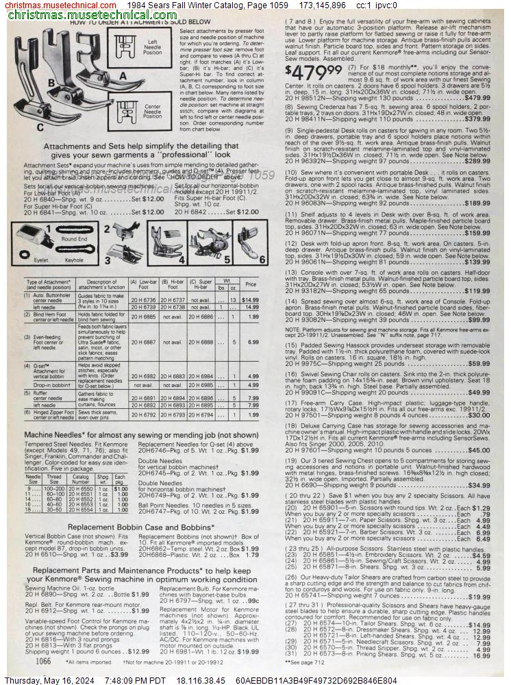 1984 Sears Fall Winter Catalog, Page 1059
