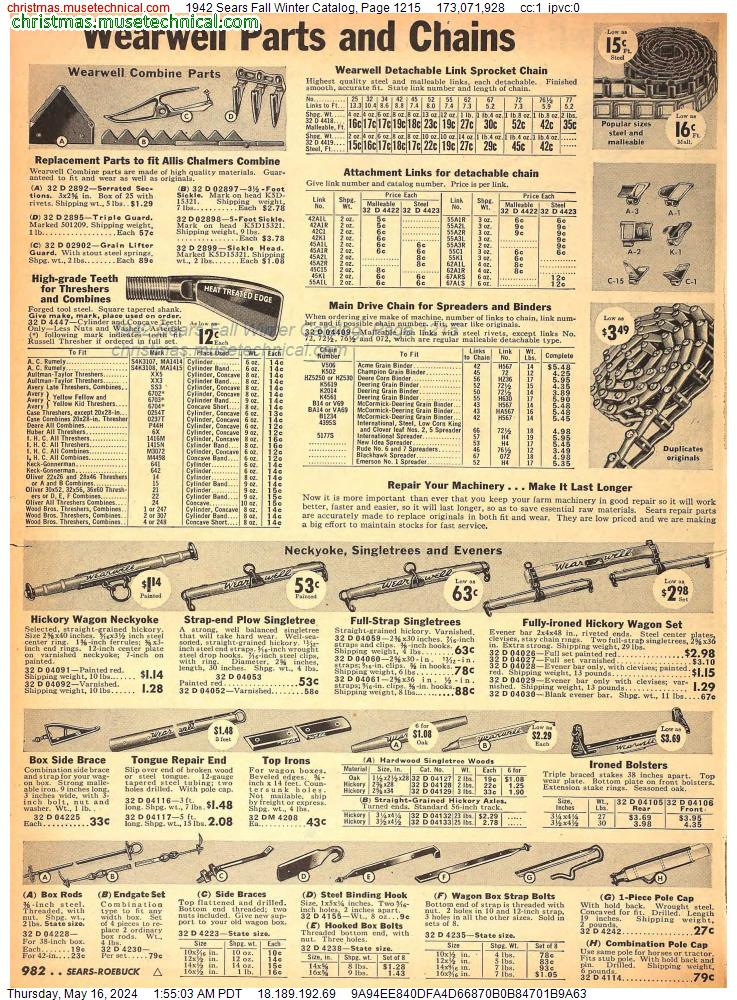 1942 Sears Fall Winter Catalog, Page 1215