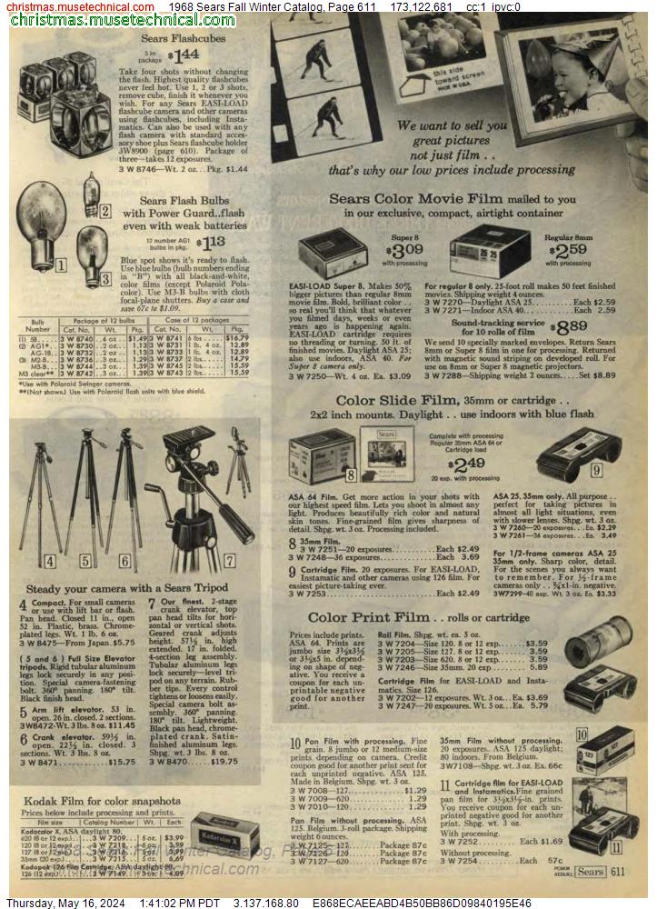 1968 Sears Fall Winter Catalog, Page 611