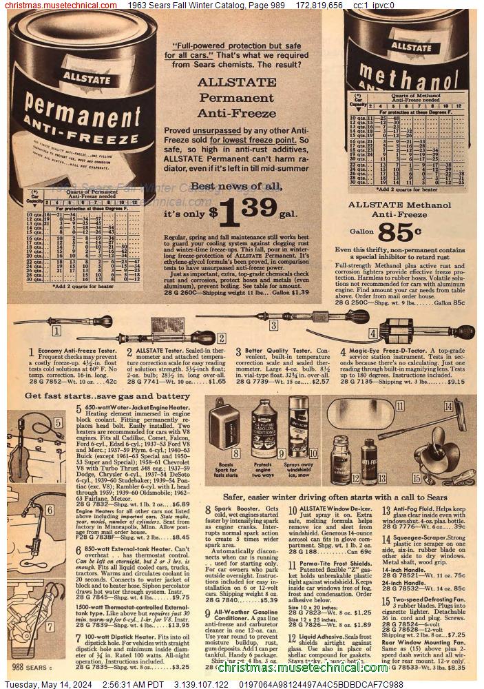 1963 Sears Fall Winter Catalog, Page 989