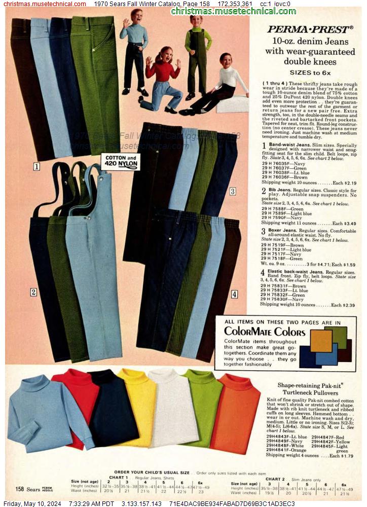 1970 Sears Fall Winter Catalog, Page 158