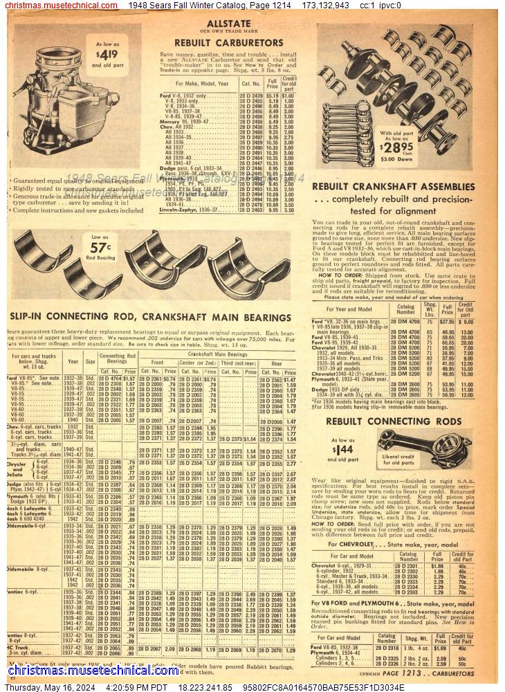 1948 Sears Fall Winter Catalog, Page 1214