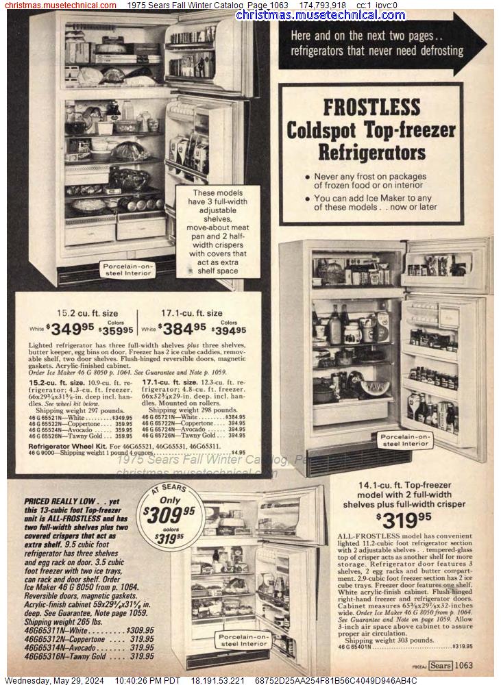 1975 Sears Fall Winter Catalog, Page 1063