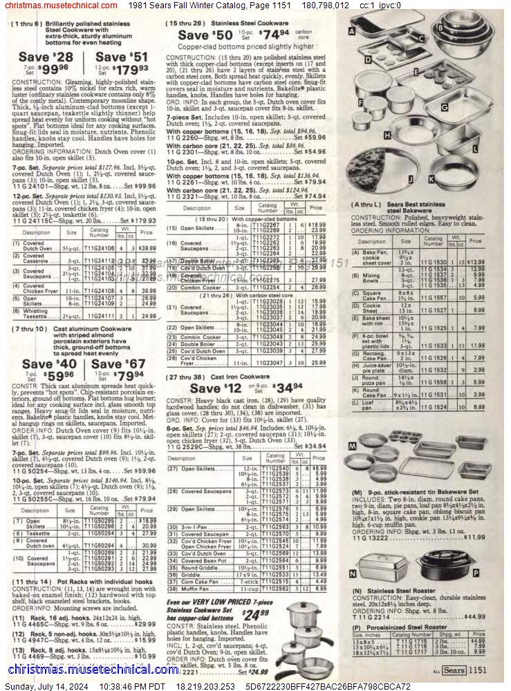 1981 Sears Fall Winter Catalog, Page 1151