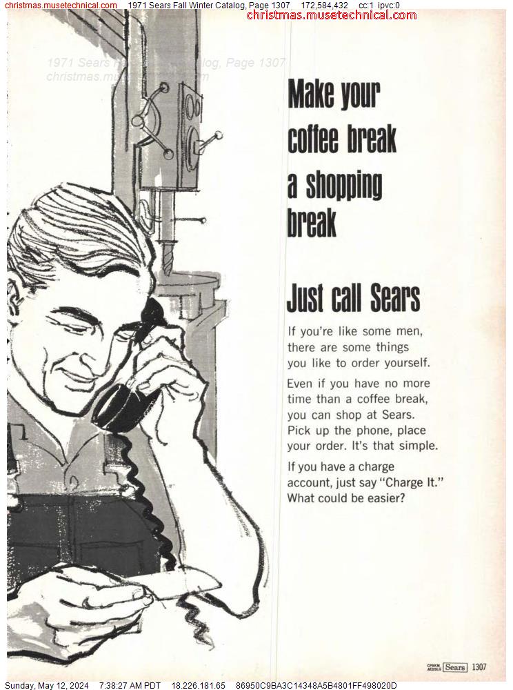 1971 Sears Fall Winter Catalog, Page 1307