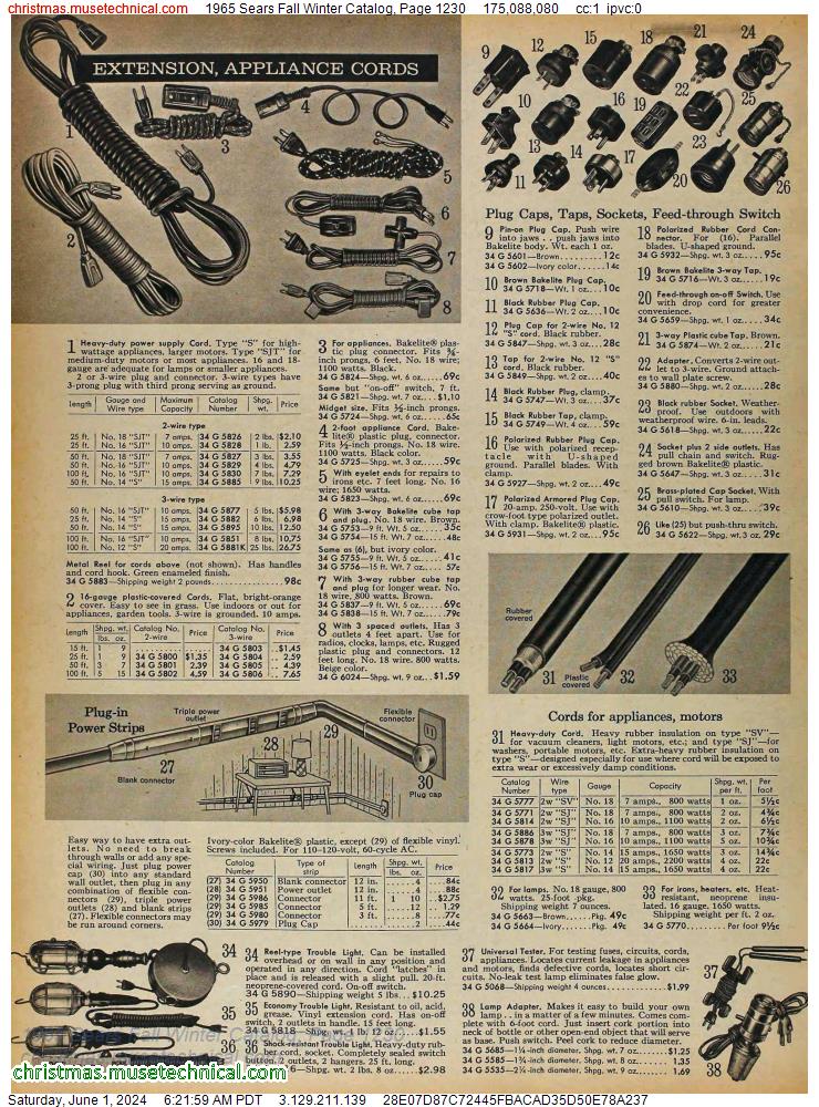 1965 Sears Fall Winter Catalog, Page 1230