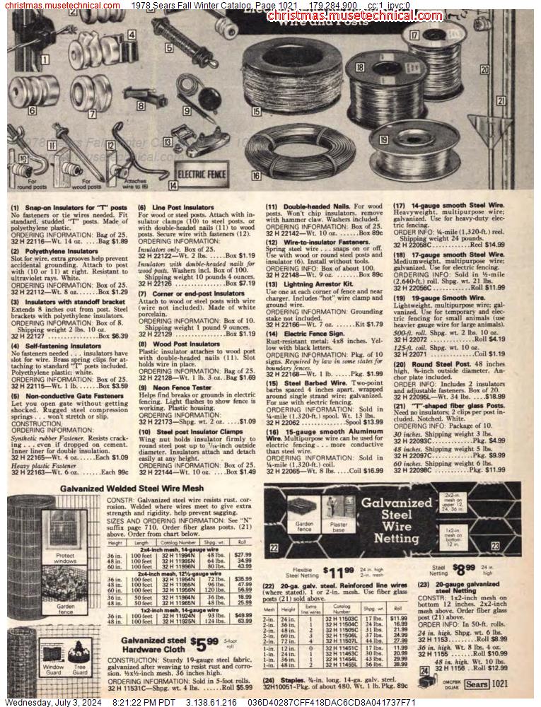 1978 Sears Fall Winter Catalog, Page 1021
