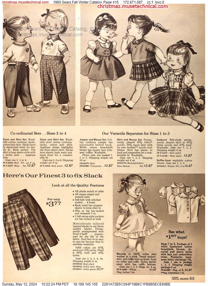 1960 Sears Fall Winter Catalog, Page 415