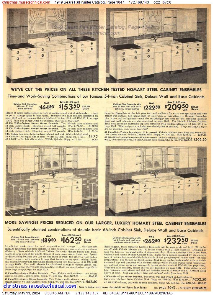 1949 Sears Fall Winter Catalog, Page 1047