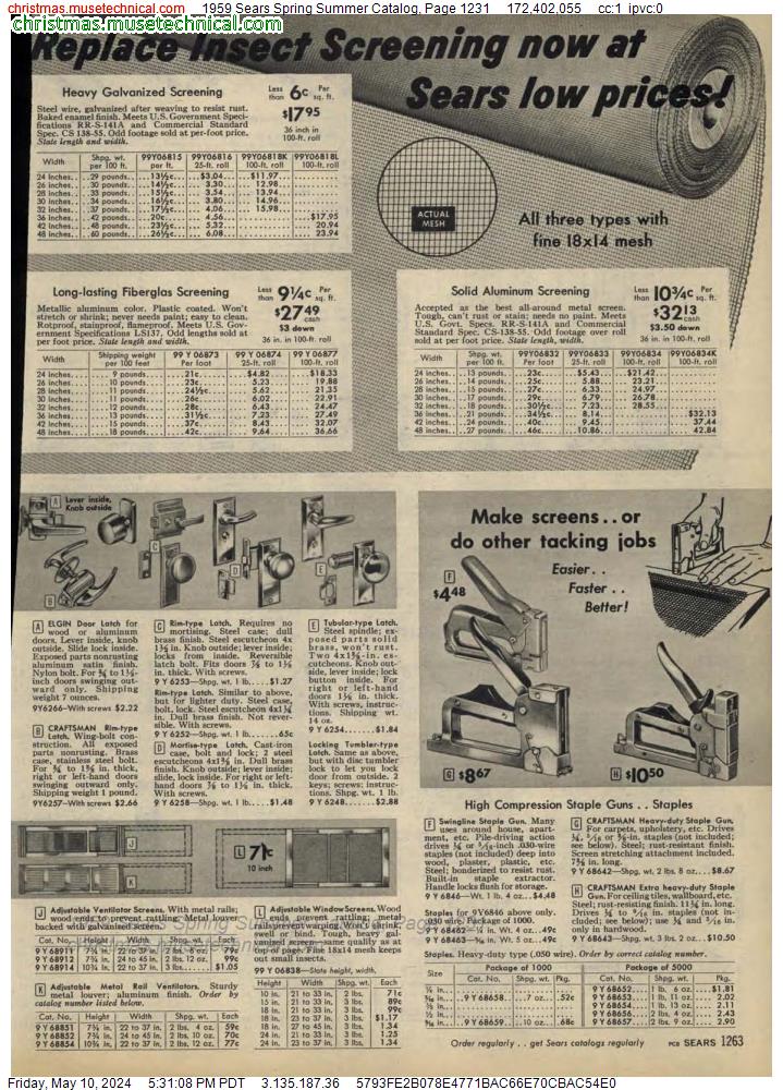 1959 Sears Spring Summer Catalog, Page 1231