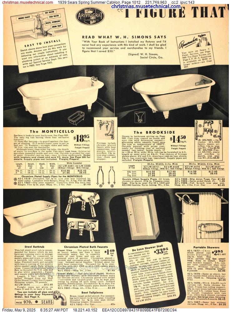 1939 Sears Spring Summer Catalog, Page 1012
