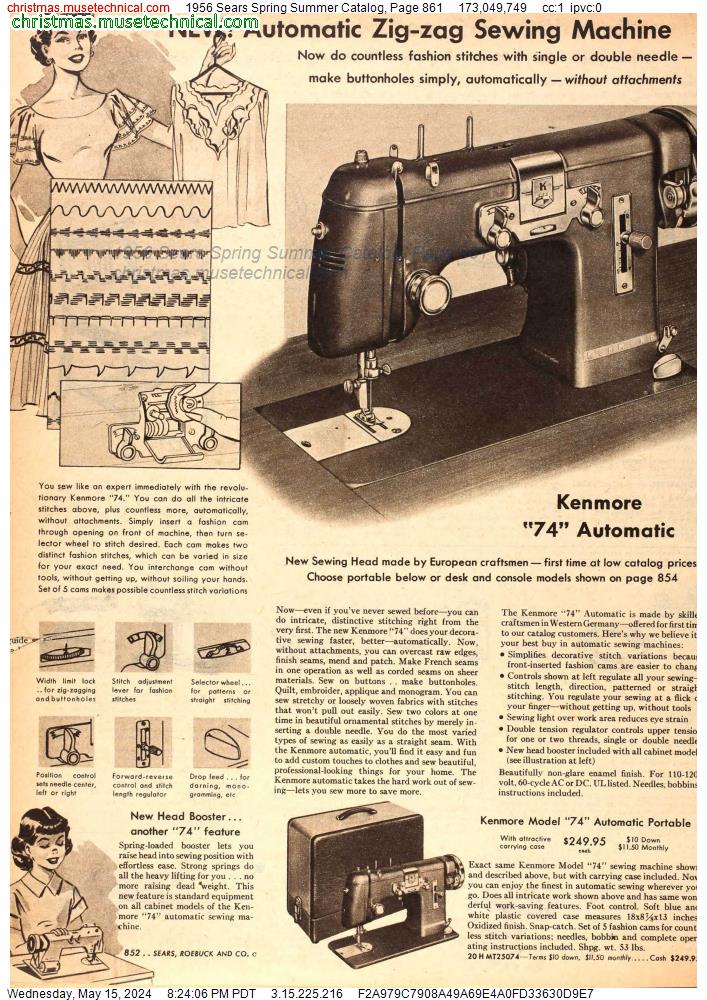1956 Sears Spring Summer Catalog, Page 861