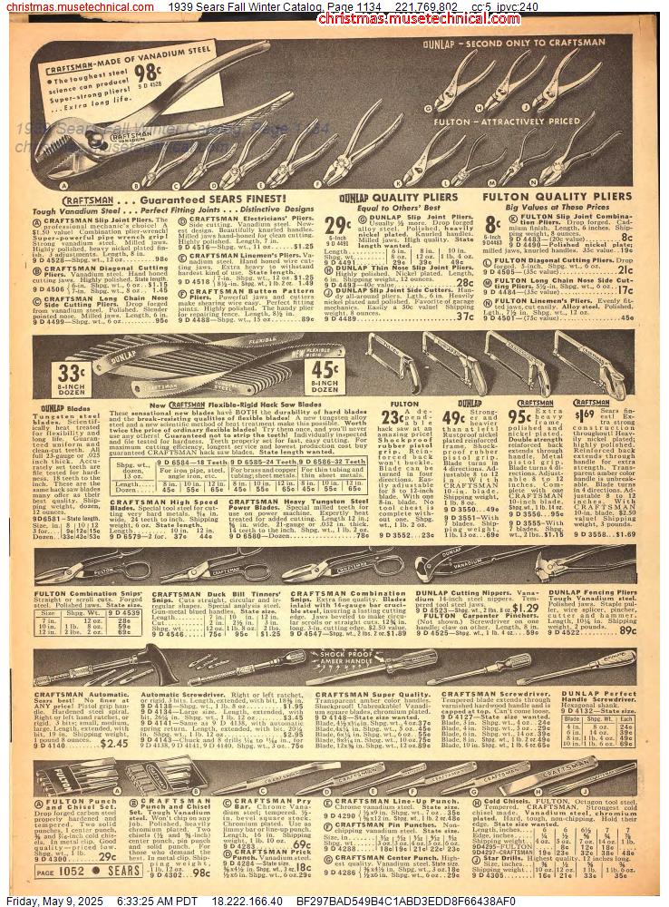 1939 Sears Fall Winter Catalog, Page 1134
