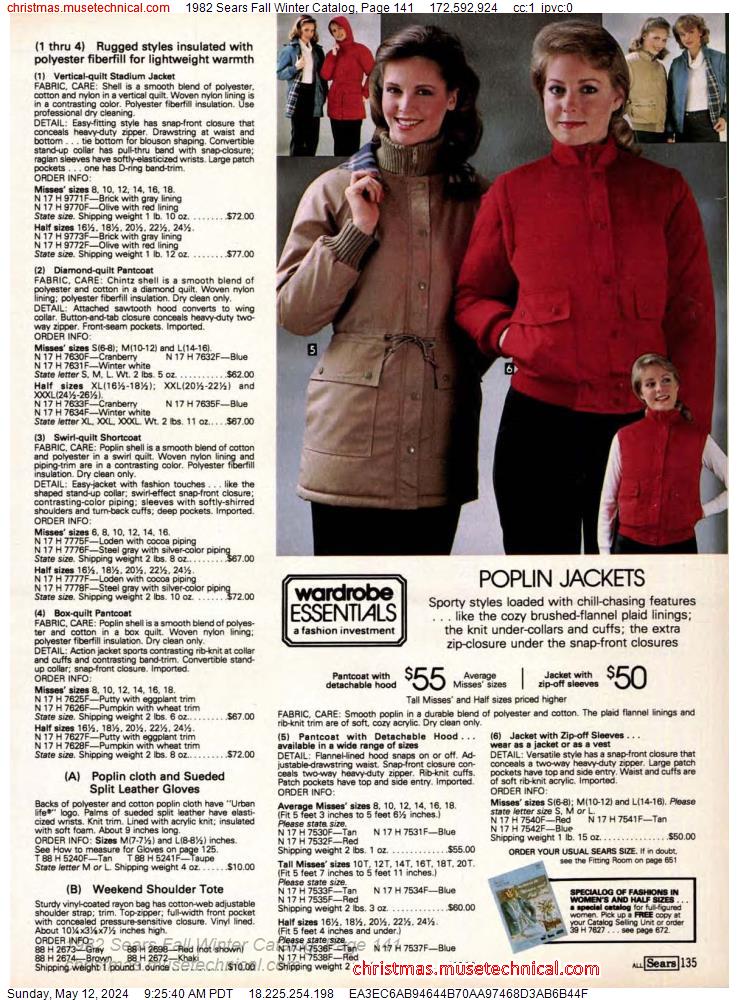 1982 Sears Fall Winter Catalog, Page 141