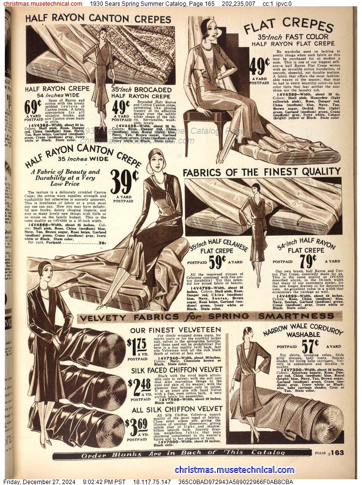 1930 Sears Spring Summer Catalog, Page 165