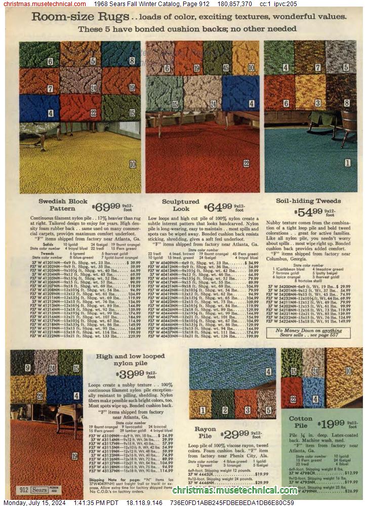 1968 Sears Fall Winter Catalog, Page 912