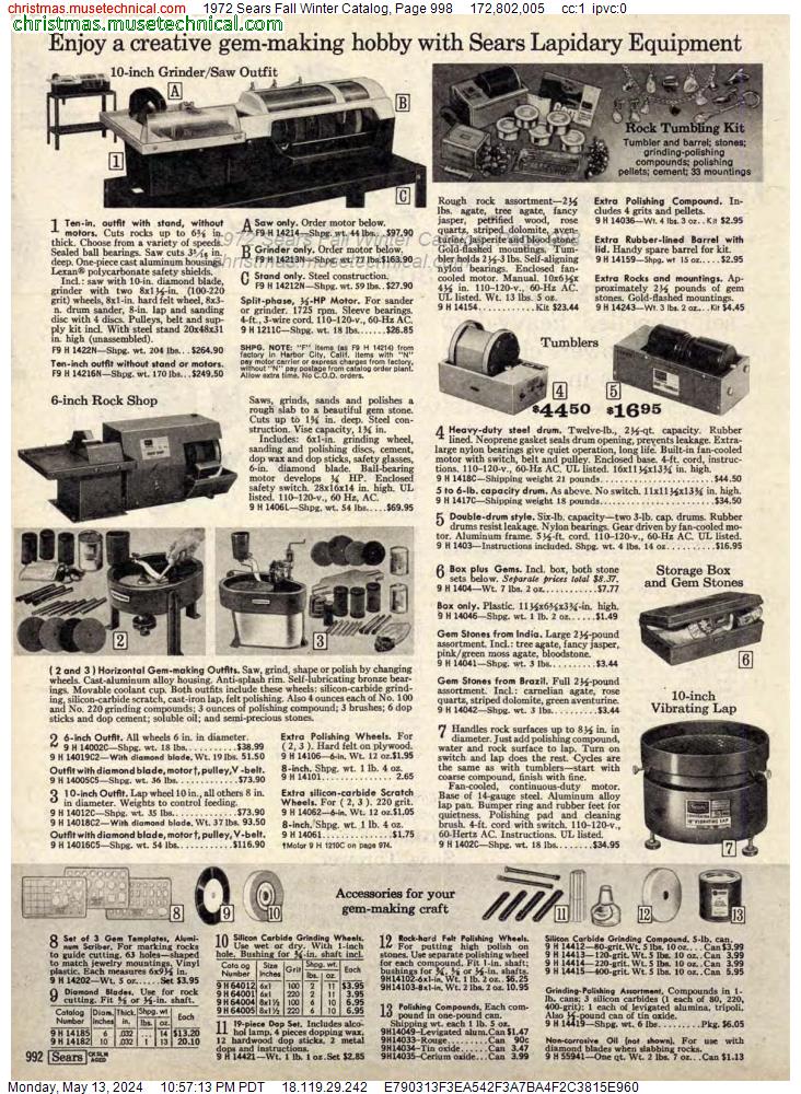 1972 Sears Fall Winter Catalog, Page 998