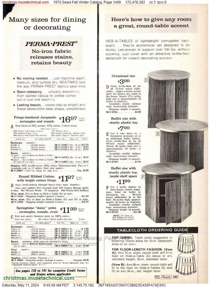 1970 Sears Fall Winter Catalog, Page 1499