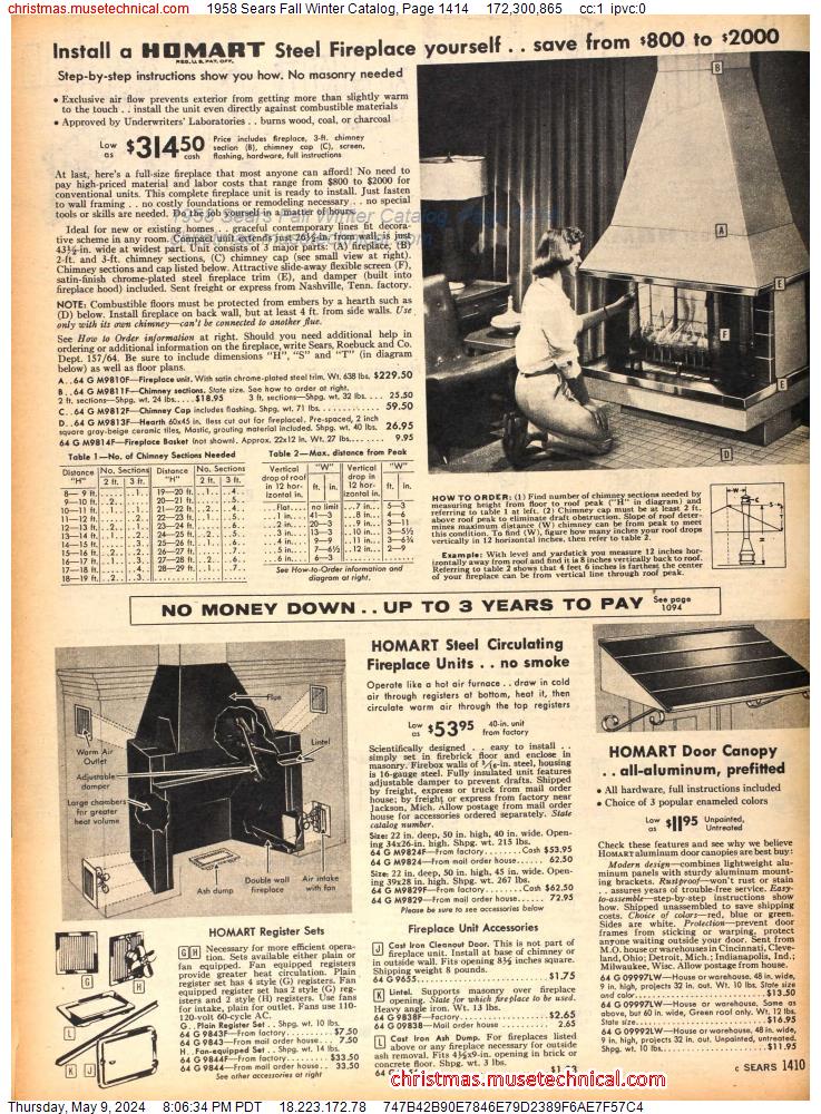 1958 Sears Fall Winter Catalog, Page 1414