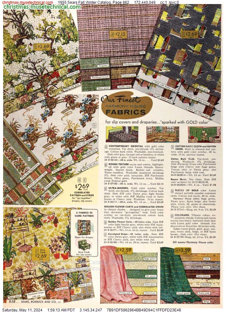 1955 Sears Fall Winter Catalog, Page 862